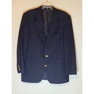 Chaps Ralph Lauren Navy Blue Wool Blazer Gold Buttons‎ Men's Classic 42/XL EUC